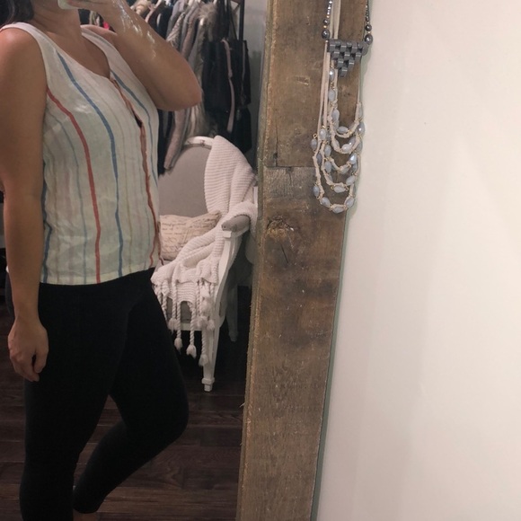 New Directions size small striped linen top - Picture 3 of 7